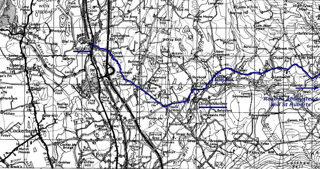 A map showing the area around Lower Greenbank Farm, the first assignment for Jeanne Flann.